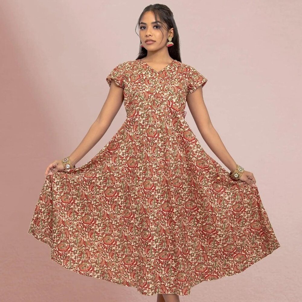 Elegant Red and Cream Dress for All Occasions | Muvvas Boutique